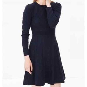 Sandro Diamond Knit Long Sleeve Fit and Flare Mini Dress